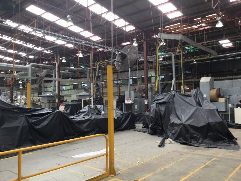 Asbestos Re Roof Project Equipment Covered Equipment covered for asbestos re roofing project