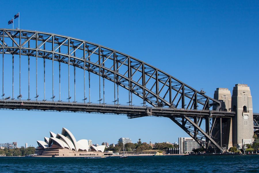 Sydney Harbour Bridge On A Clear Day The view from McMahons Point in Lavender Bay, Sydney, Australia
